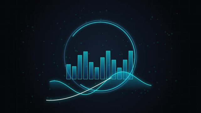 Neon Digital Data Audio Waveform Visualization Loop with Glowing Circular HUD Interface Design