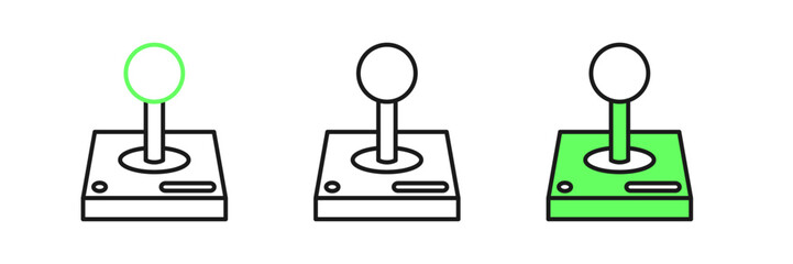 Set line Joystick for arcade machine icon isolated on white background. Joystick gamepad. Vector © Iryna