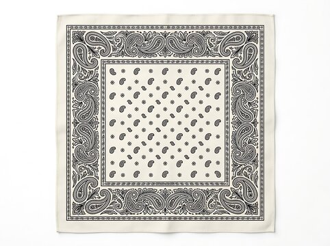 Elegant black and white paisley pattern bandana fabric design