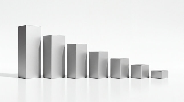 Silver rectangular blocks arranged in a descending bar graph sequence
