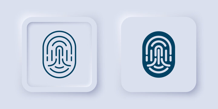 Filled and outline Fingerprint icon isolated on grey background. ID app icon. Identification sign. Touch id. Square button. Vector