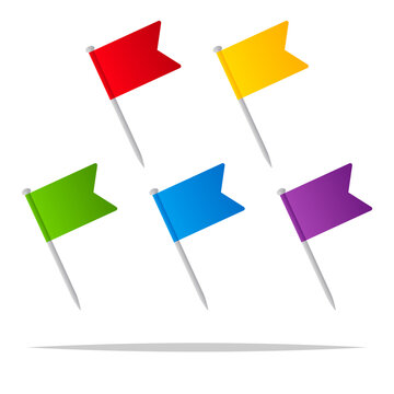 Small pin flags vector isolated illustration