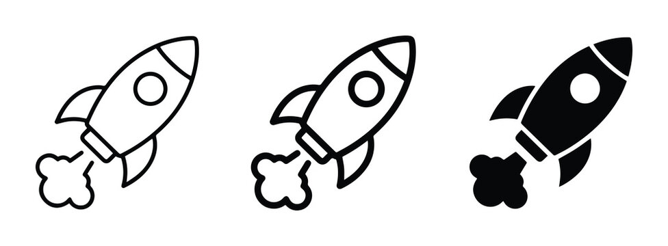 Rocket icon solid and glyph for app and web