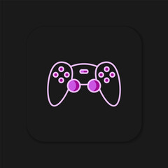 Filled outline Game controller or joystick for game console icon isolated on black background. Flat filled outline style with shadow. Vector © Iryna