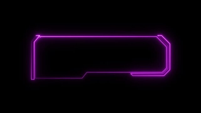 Neon frame structures combine pink geometric edges across black. Motion graphics production packages incorporate this neon frame asset. Digital neon frame borders glow.4k animation video