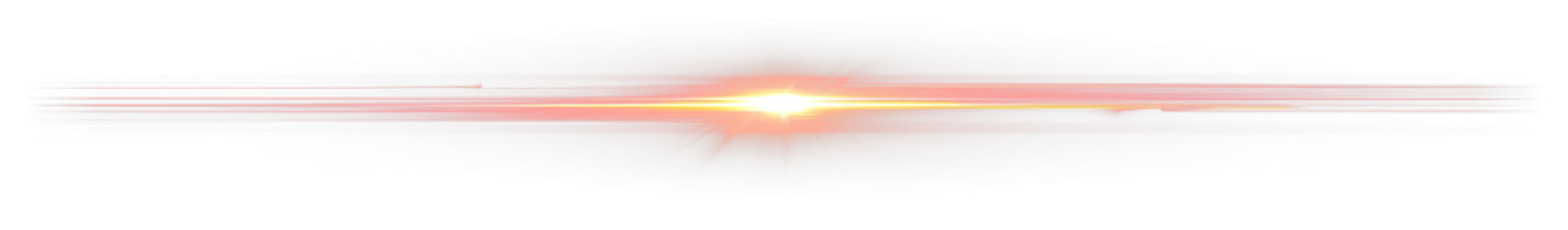Red light streak, lens flare, bright star.