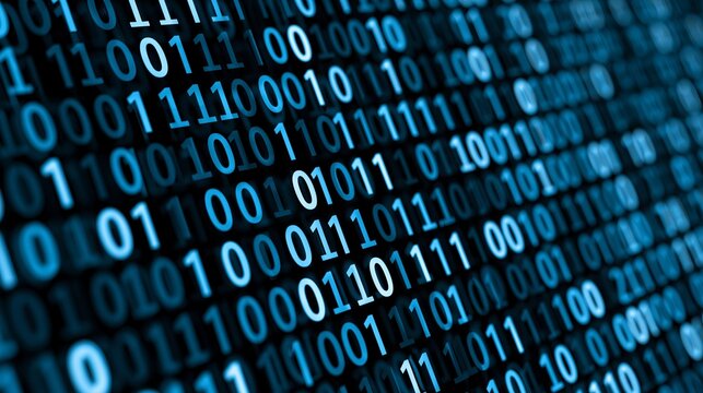 Binary code cascading in a vibrant blue hue, representing digital data flow, demonstrating technology's influence, perfect background
