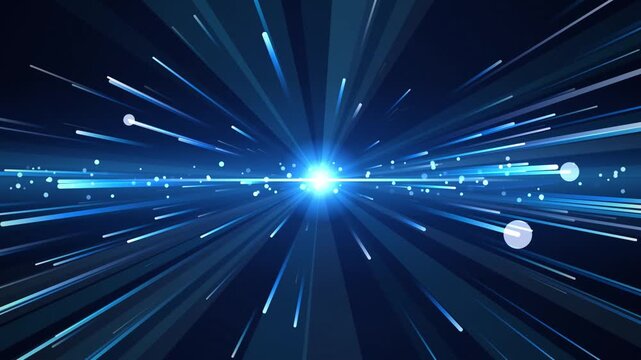 Hyper Speed Light Warp Tunnel Motion Background with Glowing Blue Particle Trails and Bright Flares