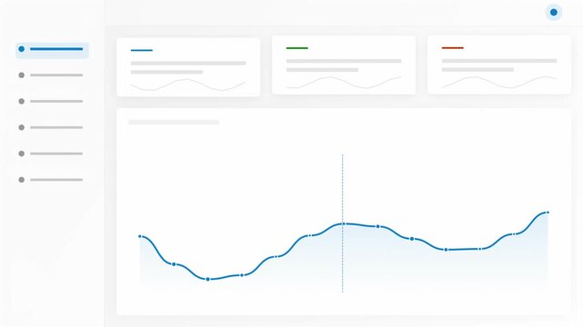 Minimalist digital dashboard interface with financial data visualization and line charts.