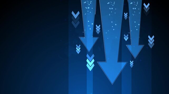 Abstract background with large downward arrows and small chevrons, showing decline falling trend or decrease animation