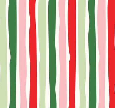 Christmas stripes pattern in red, pink, green colors, for wrapping paper, surface design textile, paper, wallpaper, decor, candy cane style
