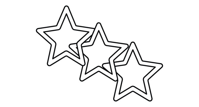 Four five pointed star silhouettes against a white background a simple linear graphic stellar pentagram five pointed five arm outline