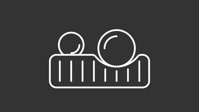 Animated motion separation white line icon. Mattress pressure mapping outline animation. Sleep surface support. Orthopedic memory foam technology. Dark mode linear motion graphic loop