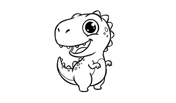 Cute Baby T Rex Dinosaur Doodle Cartoon Vector Illustration