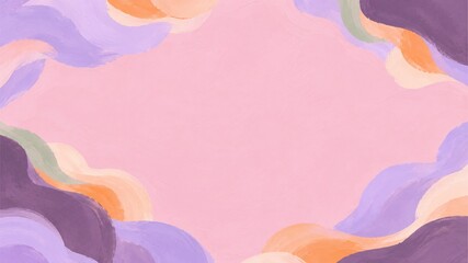 Fototapeta premium Blush Pink Gouache Background with Lavender and Orange Edges