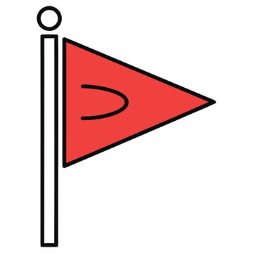 Red triangular flag on a pole