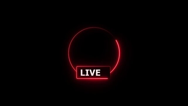 Red live streaming button with glowing circle