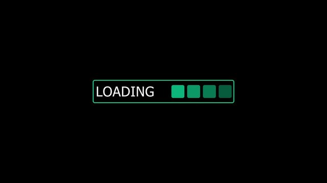 Green loading progress bar on black background