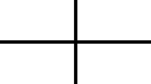 Black lines intersecting to form a cross on a white background, minimalist graphic animation