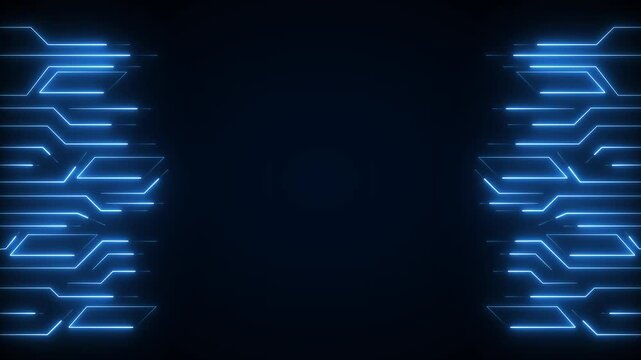 Geometric lines animation displays abstract technological vectors on dark. Cyberspace matrix telemetry coordinates guide geometric lines. Displays use geometric lines.