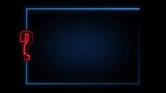 Frame animation displays an inquiry question mark beside screen borders. Digital user help inquiry telemetry coordinates guide active frame. Help desks use frame online.