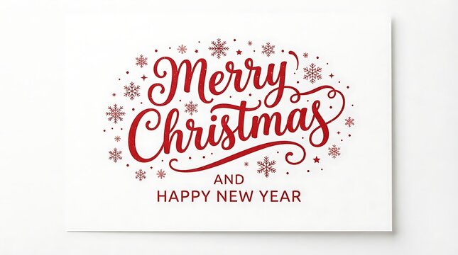 Merry christmas and happy new year greeting card isolated on white