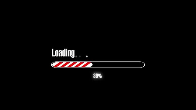 Loading bar animation displays progress percentages with striped fill. System software buffering telemetry updates on loading bar. Dashboard consoles use loading bar.
