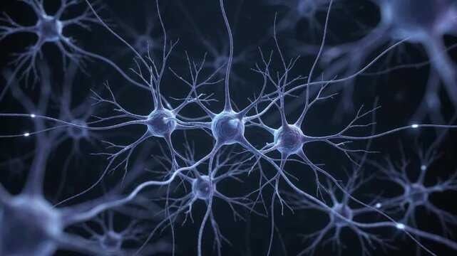 Glowing neurons firing electrical impulses inside human brain network animation video clip
