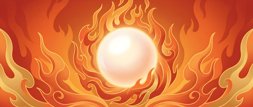 glowing energy orb surrounded by stylized flames