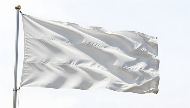 White flag waving in the wind, symbol of surrender and peace.