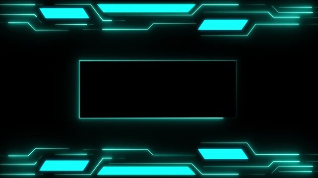 Screen frame animation displays geometric technology vectors on dark space. Futuristic user interface telemetry coordinates guide screen frame. Displays use screen frame.