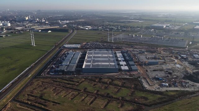 Aerial View of Hyperscale Data Center Under Construction in Groningen, Netherlands