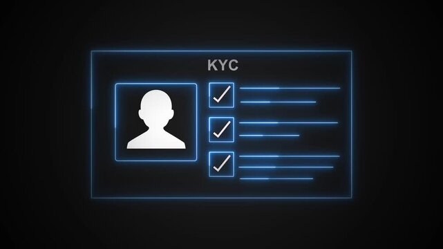 Identity card animation displays user profile avatars and check marks. Verification compliance data routes on identity card. Portals use identity card online.