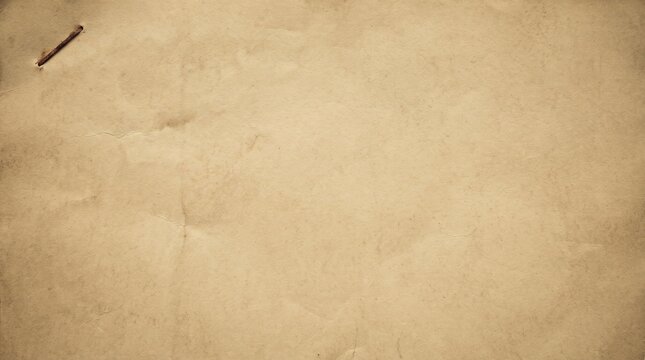 Distressed background of vintage sepia parchment paper with staple mark for historical document background, retro certificate design, book layout, and antique branding.