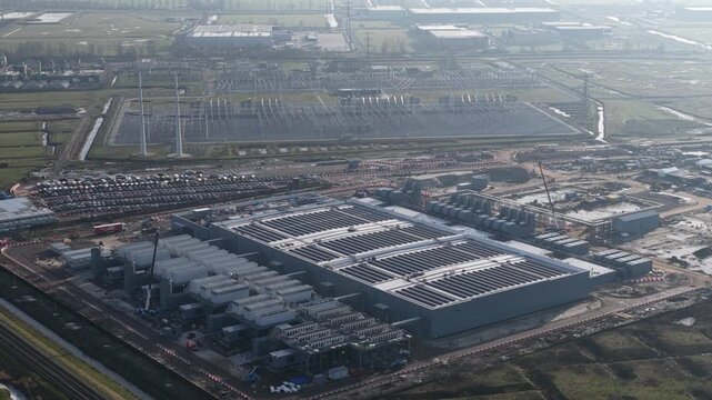 Aerial View of Hyperscale Data Center Under Construction in Groningen, Netherlands