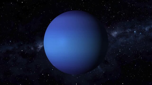 Planet animation displays atmospheric cloud bands in outer deep space. Astronomical celestial planetary telemetry coordinates guide planet. Video suites use planet.