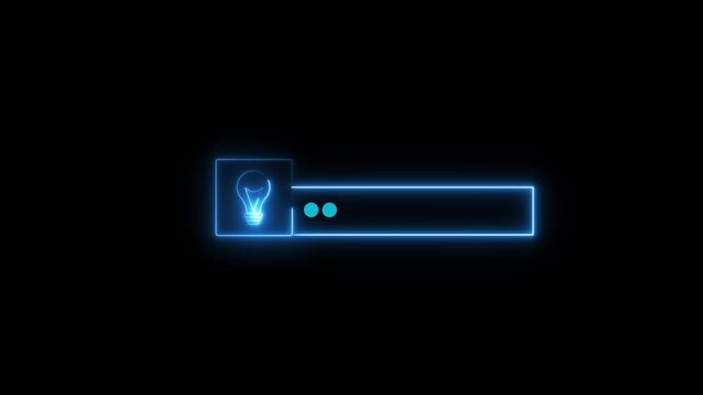 Light bulb icon animation displays creative innovation ideas on dark space. Technological problem solving ideation data routes on light bulb icon. Consoles use the icon.