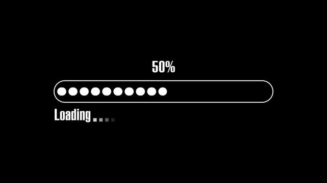 Loading bar animation displays thirty percent progress and status dots. System software buffering telemetry updates on active loading bar. Interface waiting uses bar.