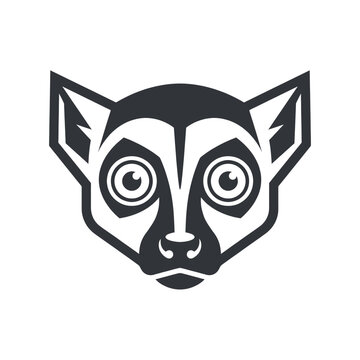 Stylized ring tailed lemur head vector icon illustration