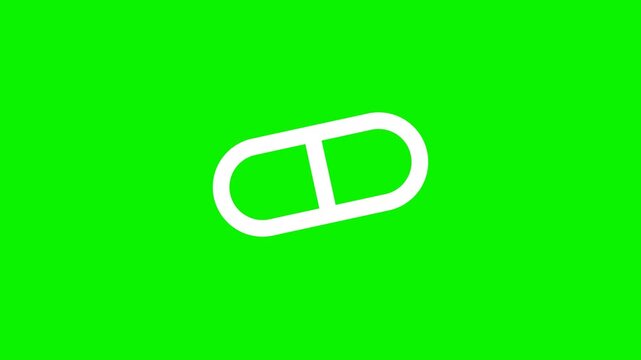 White pill capsule outline pulsing on bright green chroma key video background animation