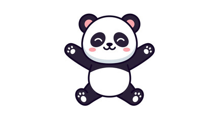 Flat design kawaii panda bear vector illustration with open arms and a happy expression, cute giant panda character isolated on a white background for mascot or logo design © achmad