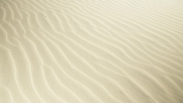 White sand dunes rippling in the wind creating a beautiful wave pattern in a vast and dry desert landscape