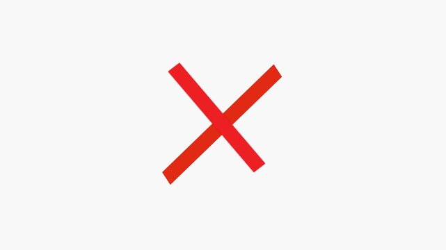 Red Cross Mark Icon Isolated on White Background Motion Graphic   Animated Red X Mark for Error Incorrect Choice and Wrong Answer