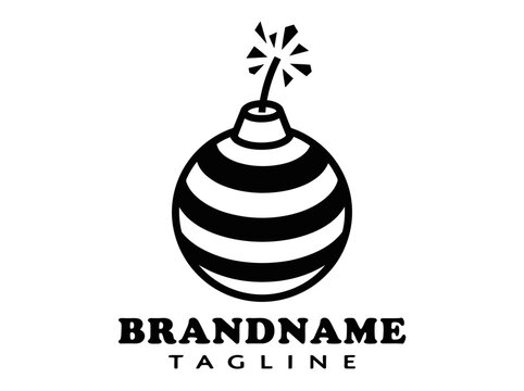 Striped Bomb Logo Template Vector - Minimalist Explosive Branding Icon for Creative Businesses, Startups, and Modern Corporate Identity