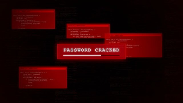 Password Cracked Red Glitch Error Log Popup Animation.