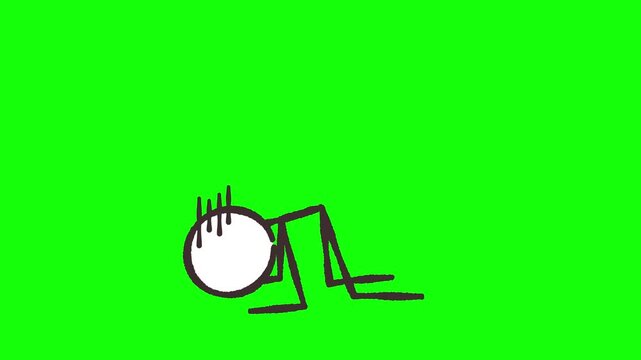 棒人間がショックをうけてその場に倒れこむゆるいアニメーション