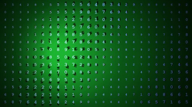 3D Extruded Green Digital Matrix Data Code Background Animation Loop