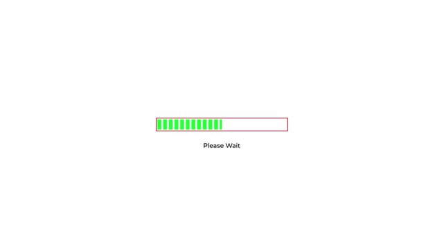 Minimal Loading Progress Bar Animation with Please Wait on white background