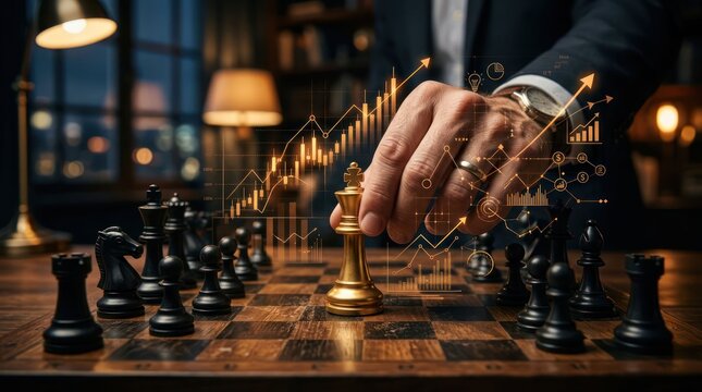 Strategic Business Decision Making with Chess and Financial Growth Overlay.