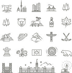 Naklejka premium Country Canada travel vacation icon set